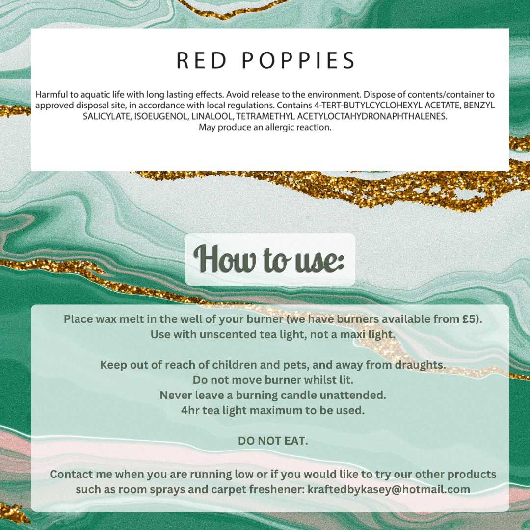 Red Poppies Wax Melt Bar