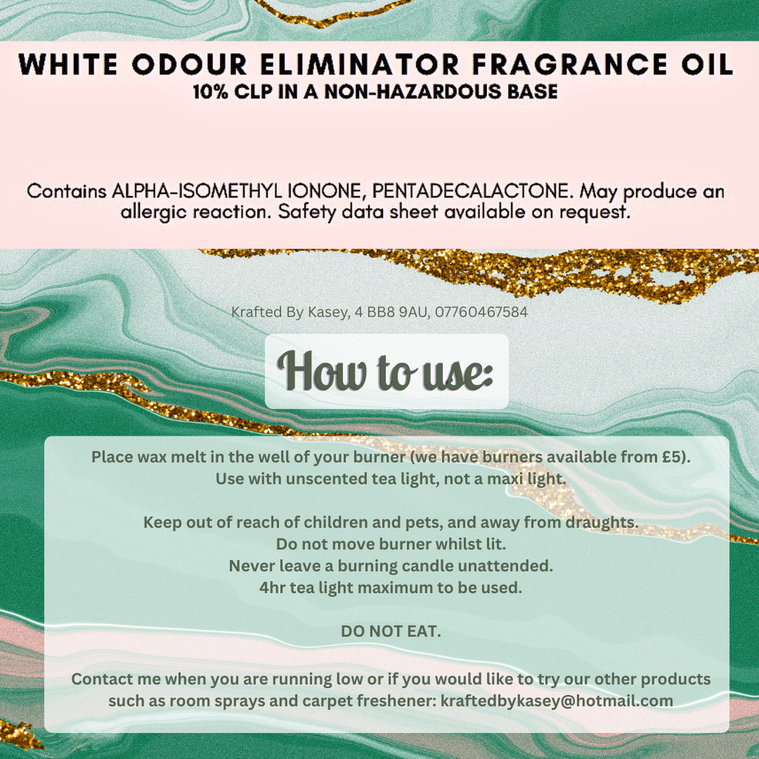 White Odour Eliminator Wax Melt Bar