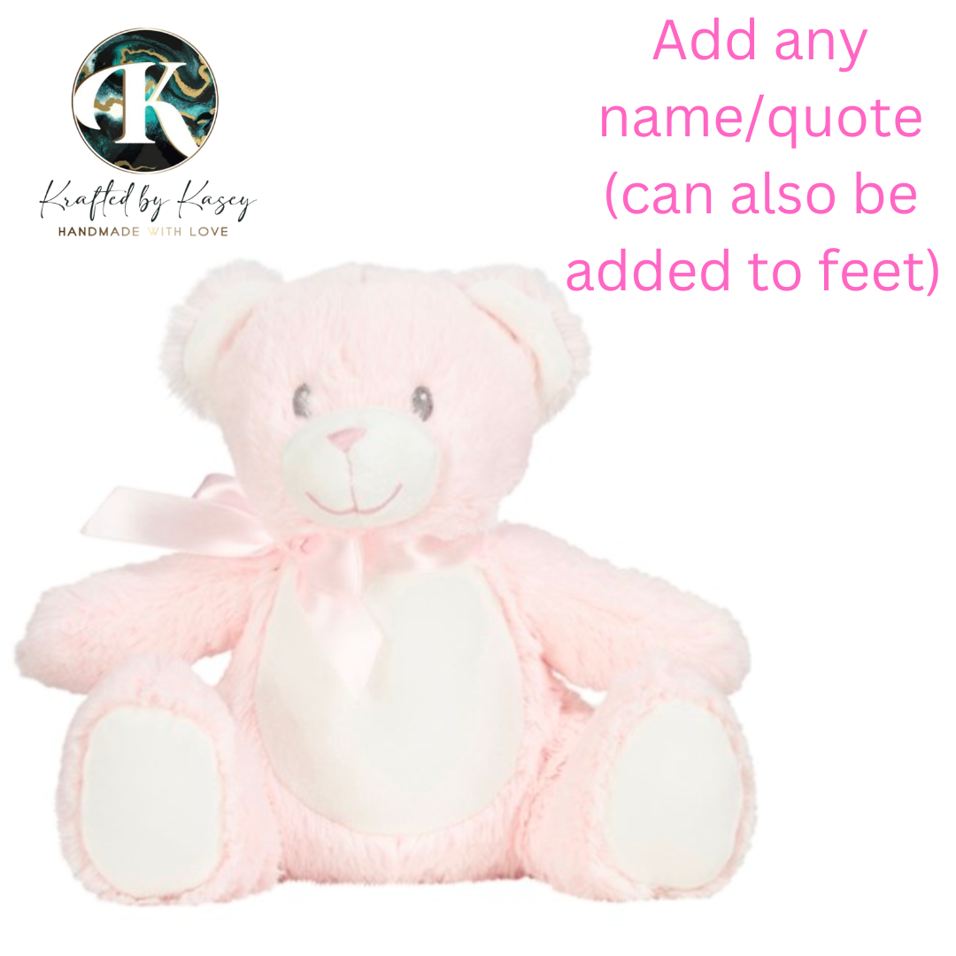 Personalised Pink Bear Plushie