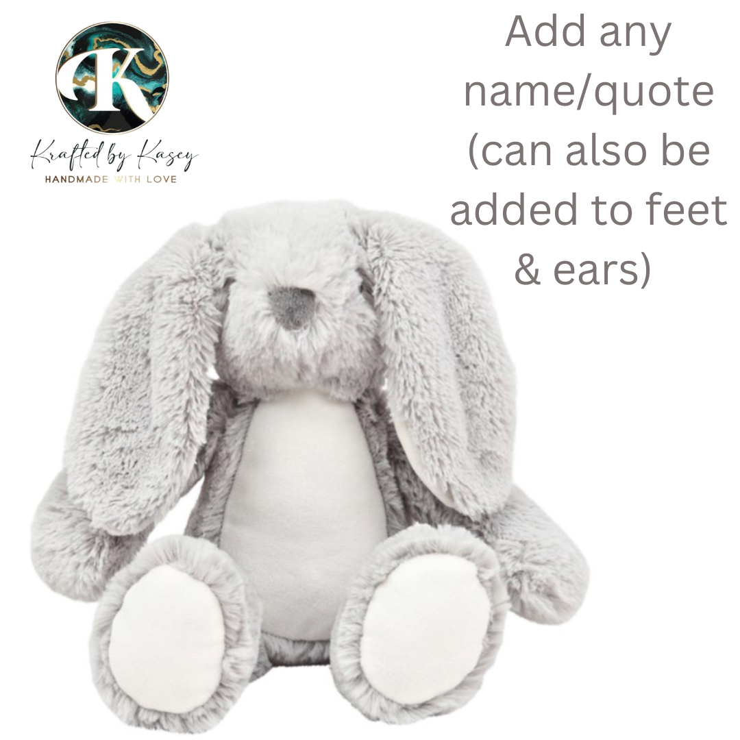 Personalised Grey Bunny Plushie