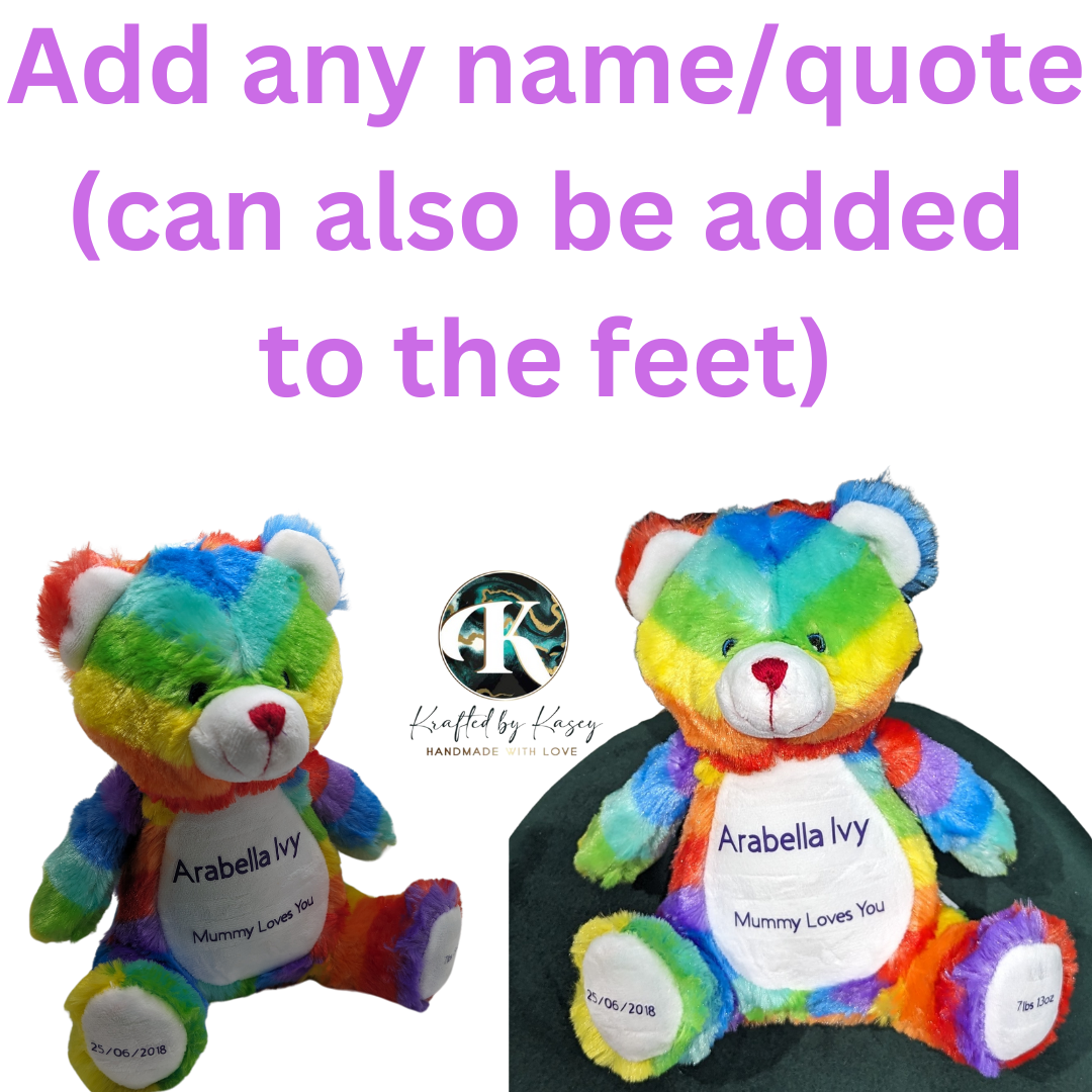 Personalised Rainbow Bear Plushie