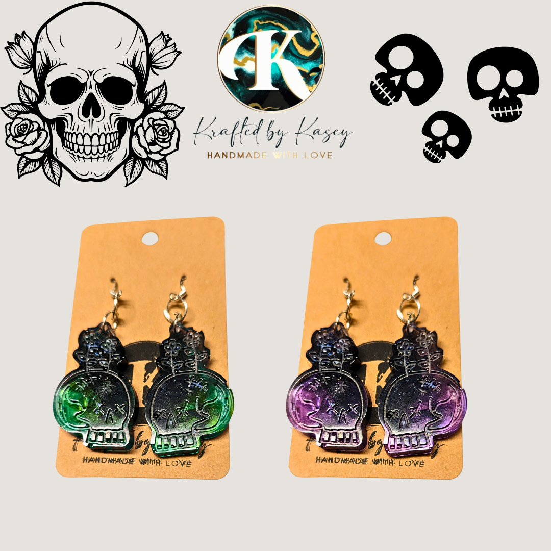 Floral Skull Earrings