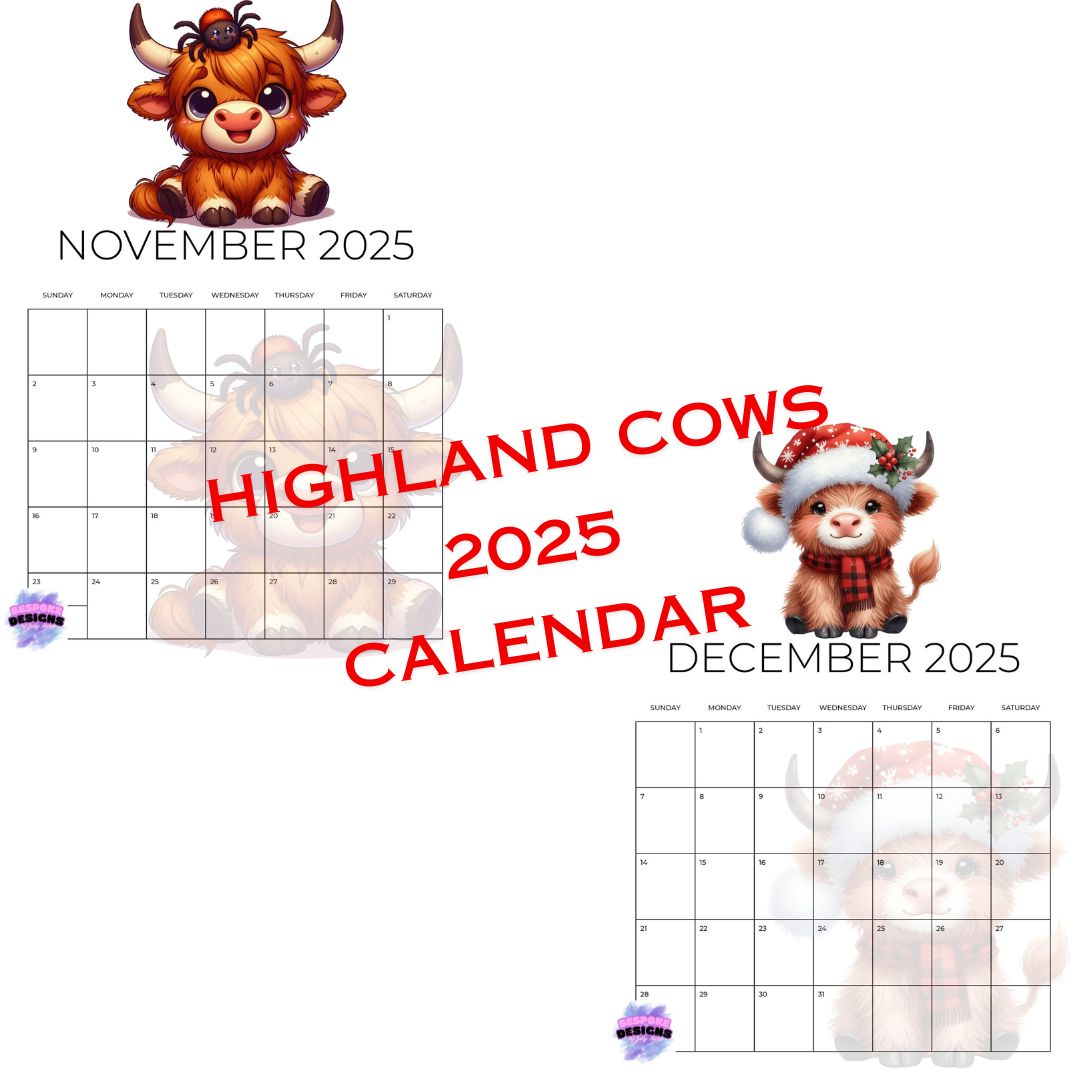 Highland Cow Calender 2025