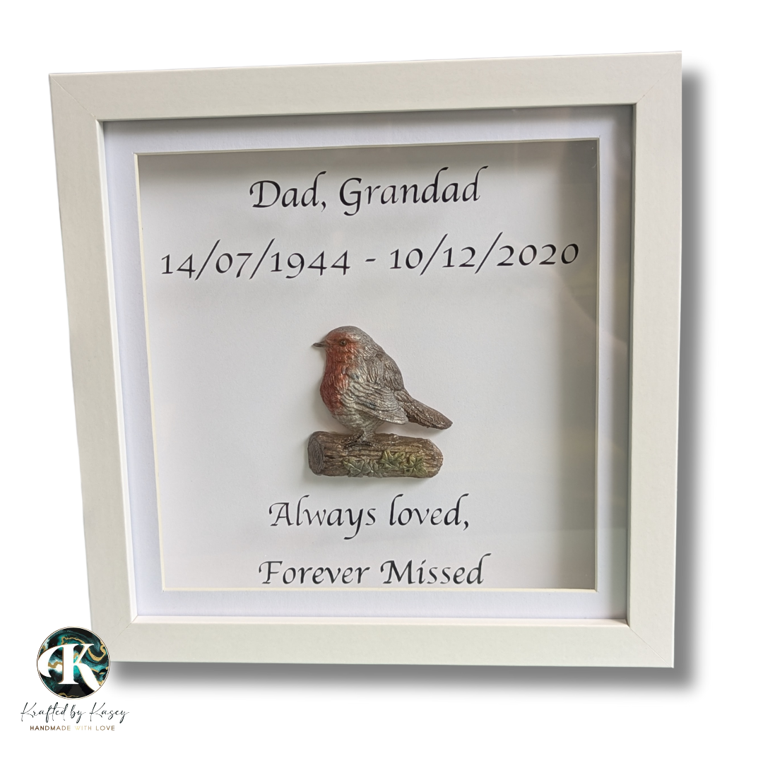 Personalised Light Up Shadow Box Frame with Robin