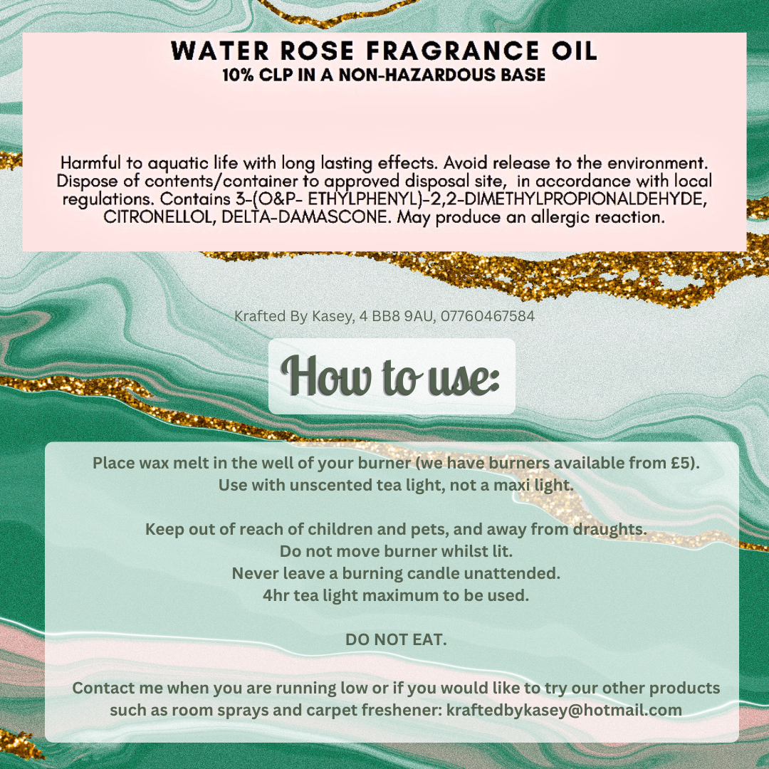 Water Rose Wax Melt Bar