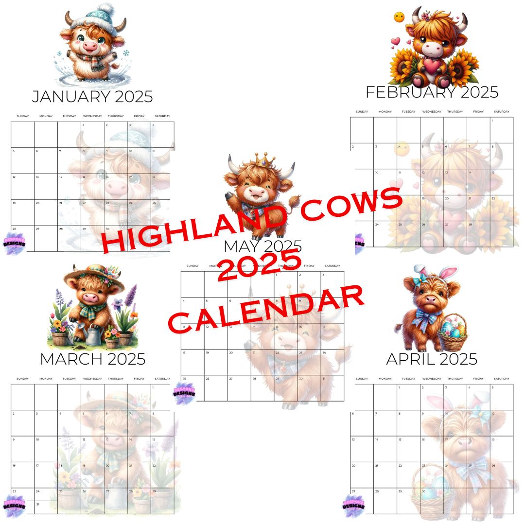 Highland Cow Calender 2025