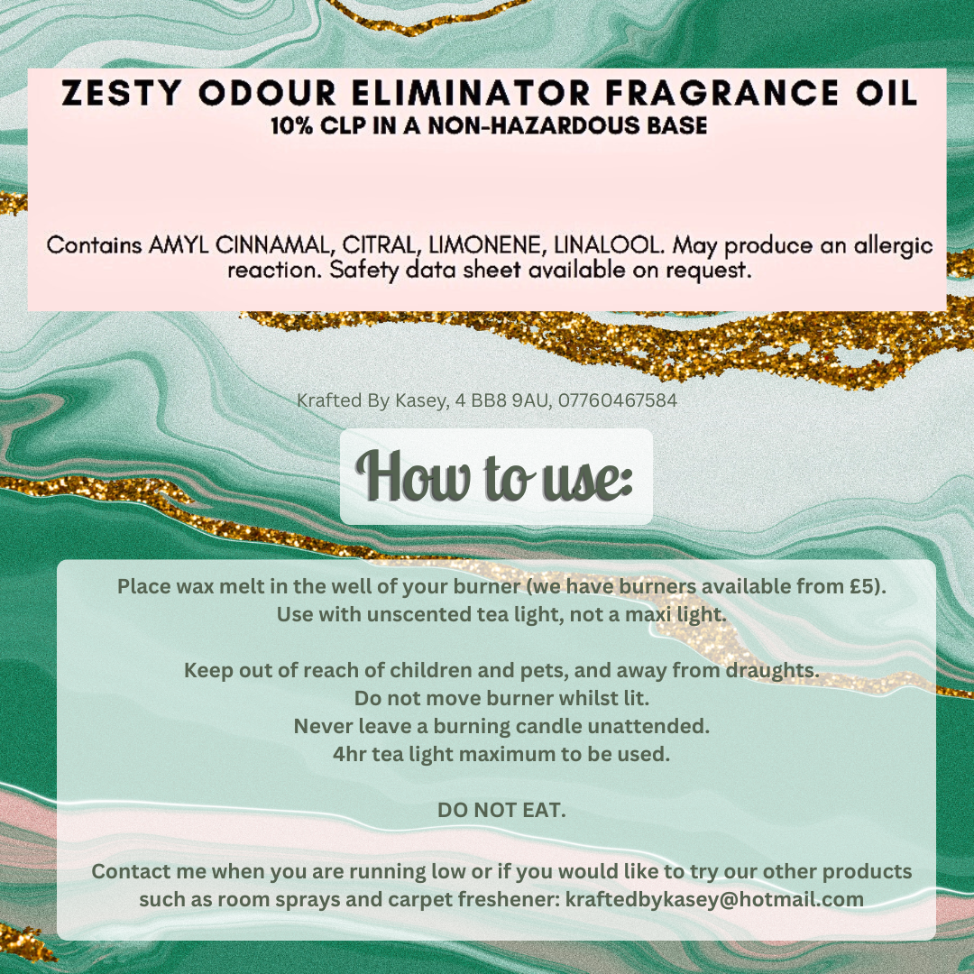 Zesty Odour Eliminator Wax Melt Bar